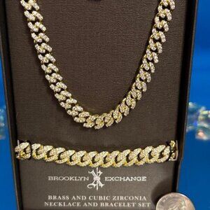 BRAND NEW NECKLACE & BRACELET SET ~ UNISEX GOLD TONE GORGEOUS BROOKLYN EXCHANGE